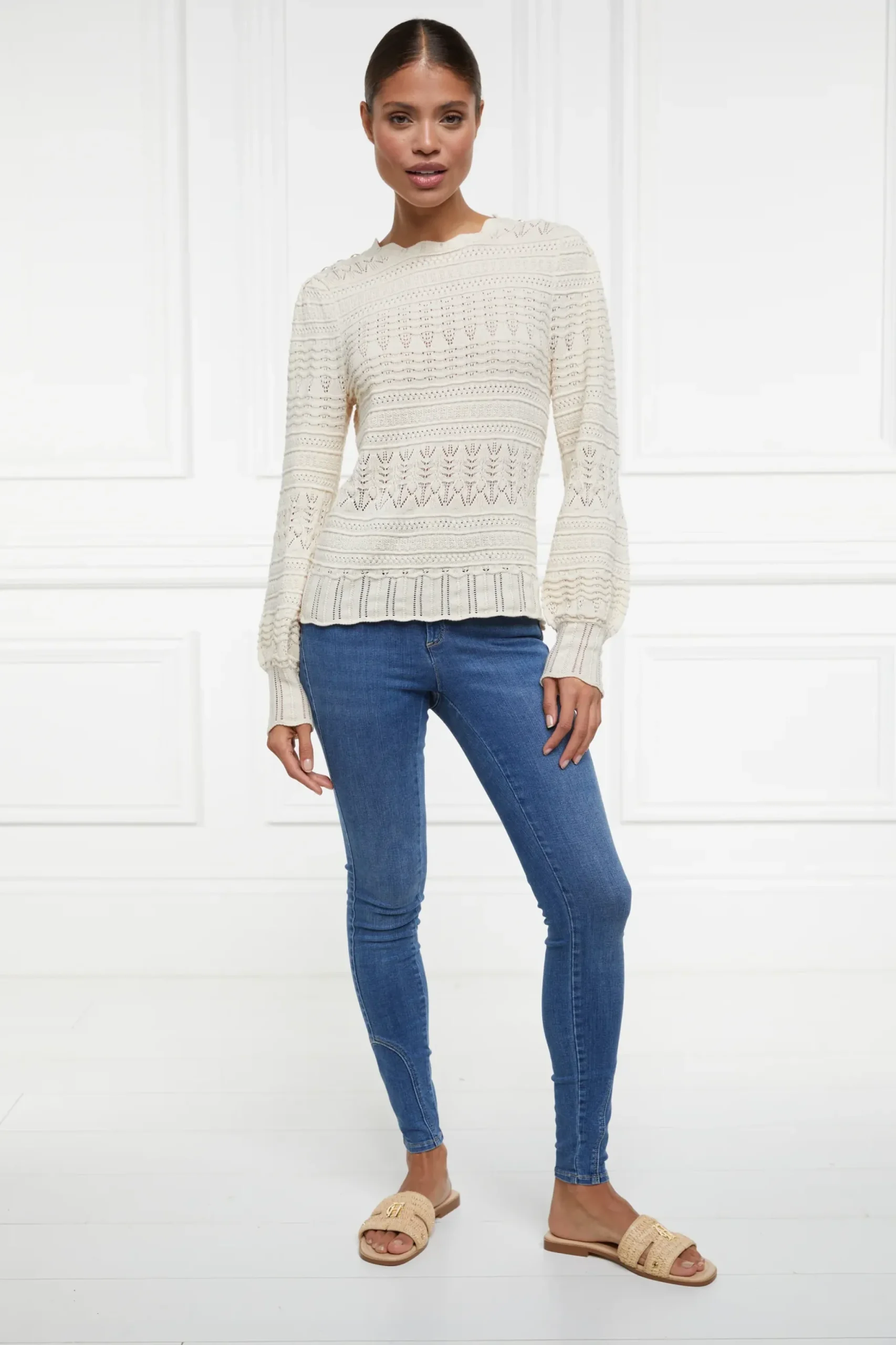 Holland Cooper Kelsie Pointelle Knit Almond Sale