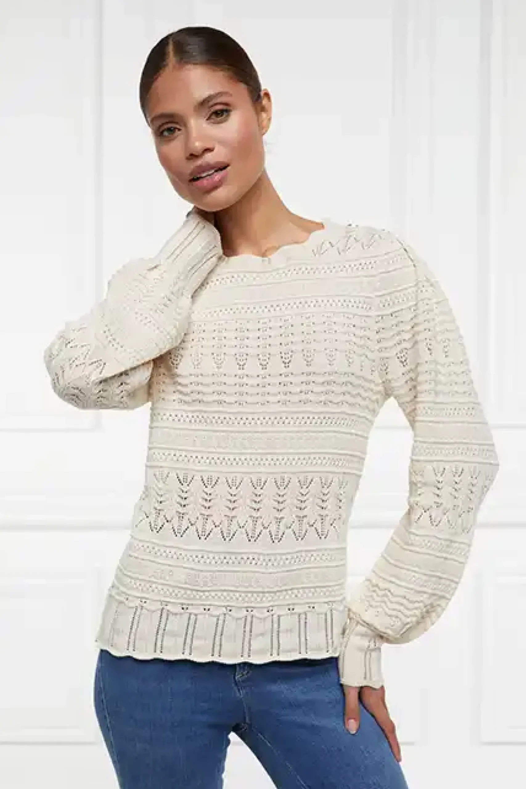 Holland Cooper Kelsie Pointelle Knit Almond Sale