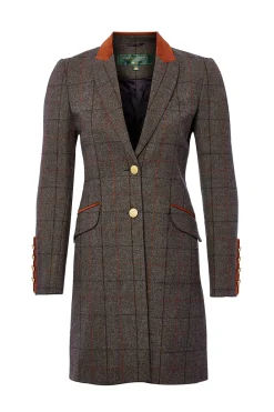 Holland Cooper Kempton Coat Mid Blue Check Hot