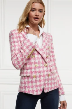 Holland Cooper Knightsbridge Blazer Pink Large Scale Houndstooth Best
