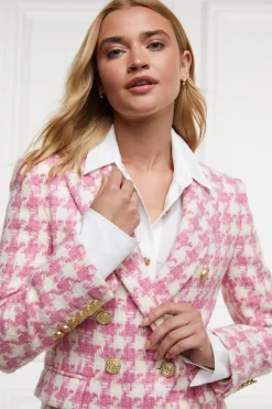 Holland Cooper Knightsbridge Blazer Pink Large Scale Houndstooth Best