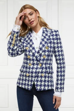 Holland Cooper Knightsbridge Blazer Large Scale Navy Houndstooth