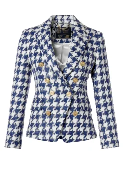 Holland Cooper Knightsbridge Blazer Large Scale Navy Houndstooth