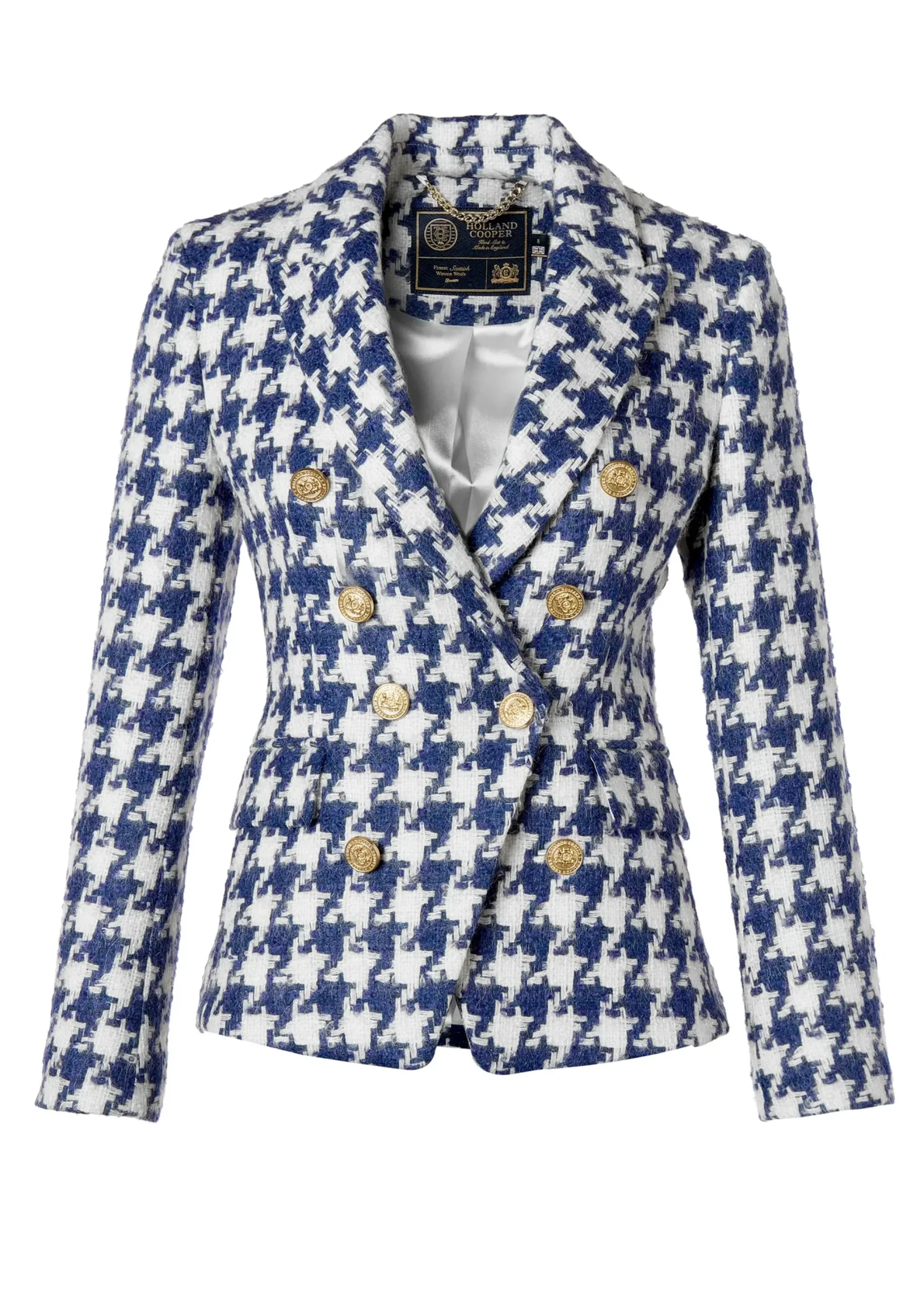 Holland Cooper Knightsbridge Blazer Large Scale Navy Houndstooth