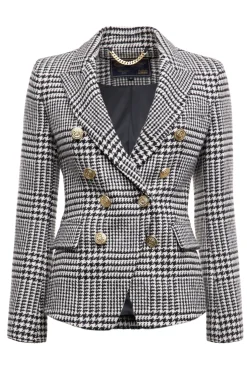 Holland Cooper Knightsbridge Blazer Large Scale Prince Of Wales Mono New