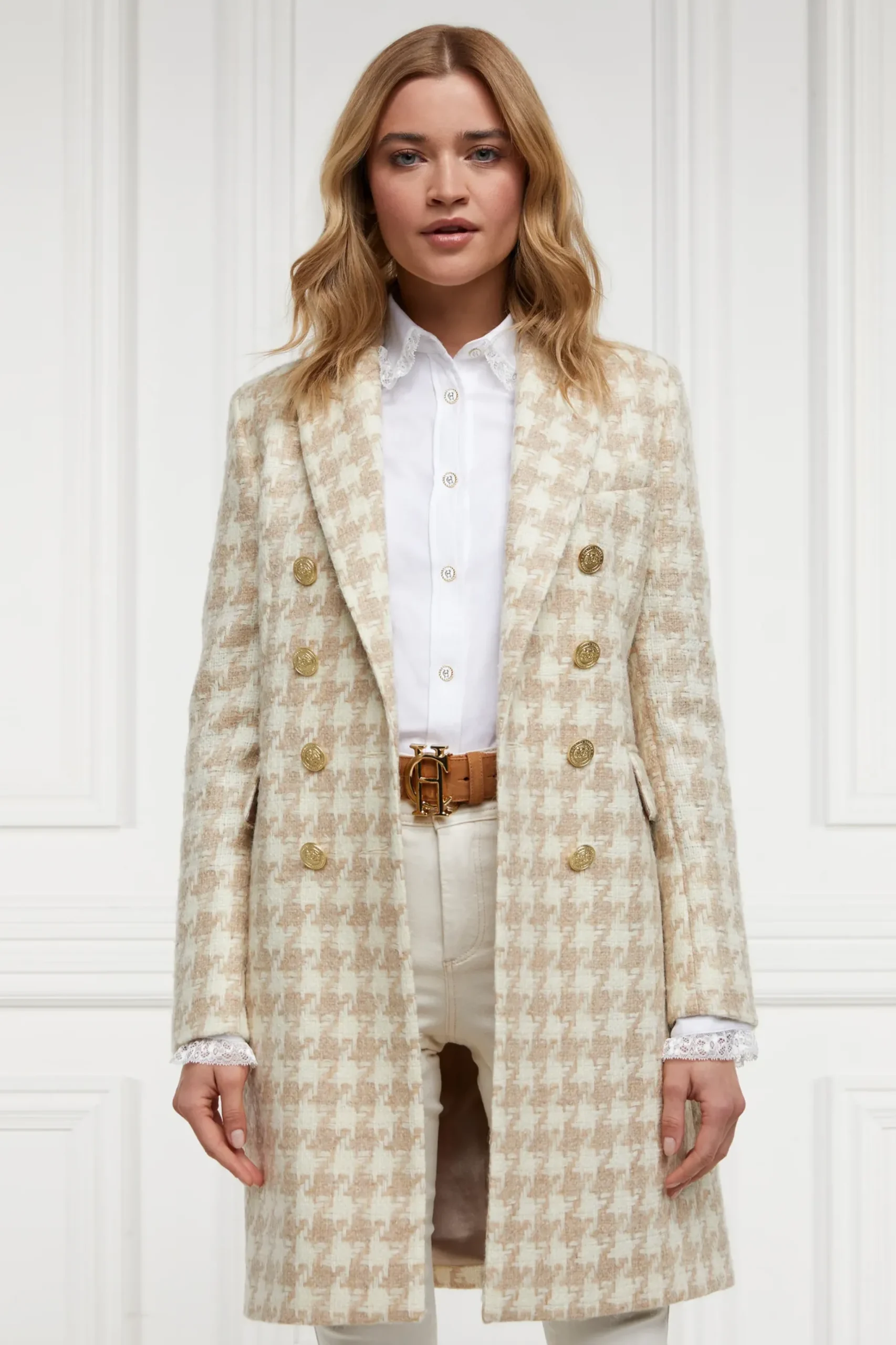 Holland Cooper Knightsbridge Coat Camel Houndstooth Sale