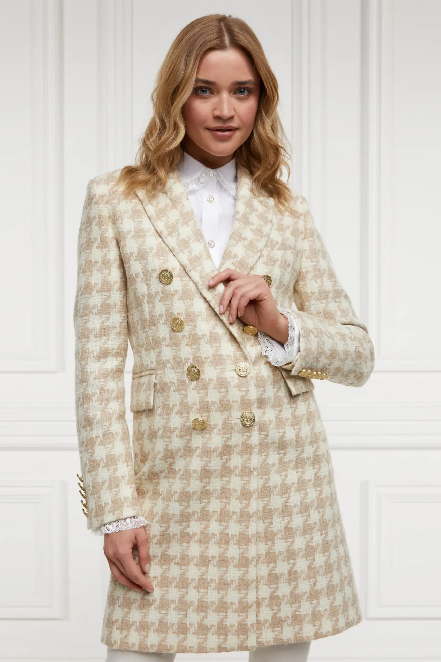 Holland Cooper Knightsbridge Coat Camel Houndstooth Sale