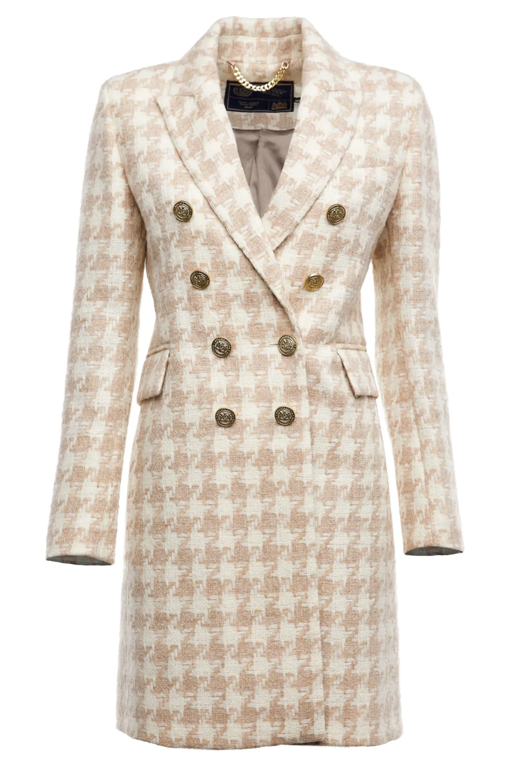 Holland Cooper Knightsbridge Coat Camel Houndstooth Sale