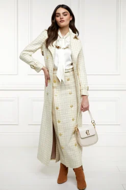 Holland Cooper Knightsbridge Maxi Skirt Ivory Sparkle Tweed