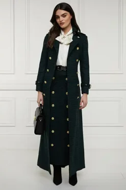 Holland Cooper Knightsbridge Maxi Skirt Emerald Houndstooth Clearance