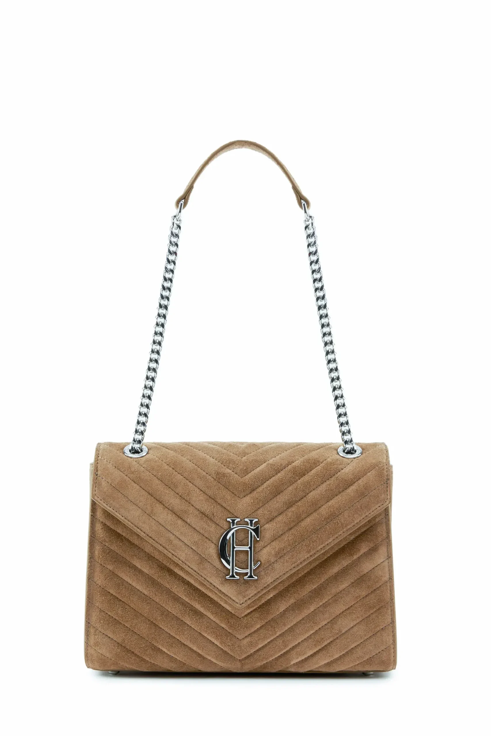 Holland Cooper Knightsbridge Shoulder Bag Taupe Suede Clearance