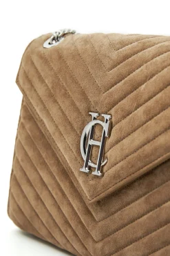 Holland Cooper Knightsbridge Shoulder Bag Taupe Suede Clearance