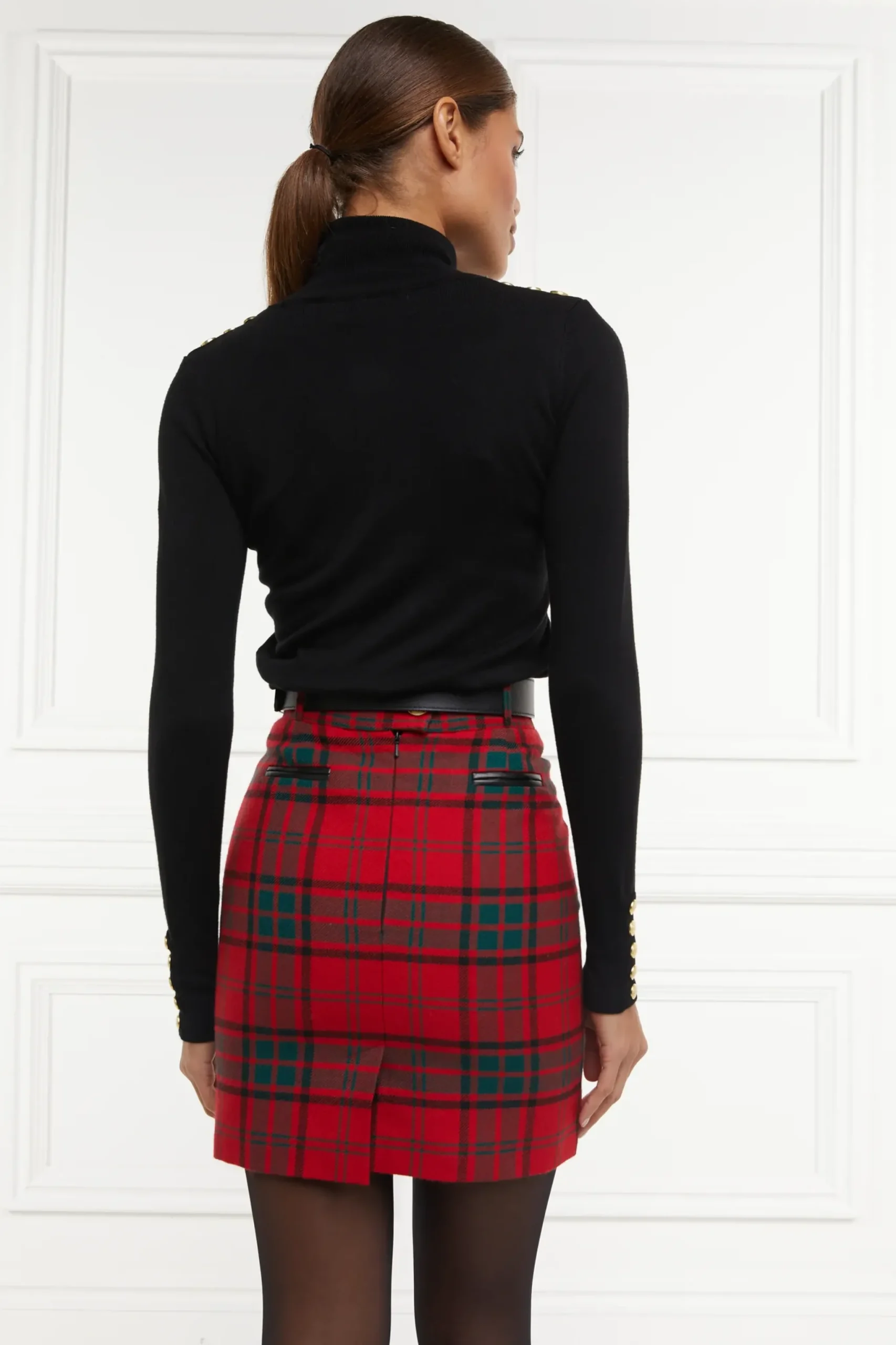 Holland Cooper Knightsbridge Skirt Red Tartan Outlet