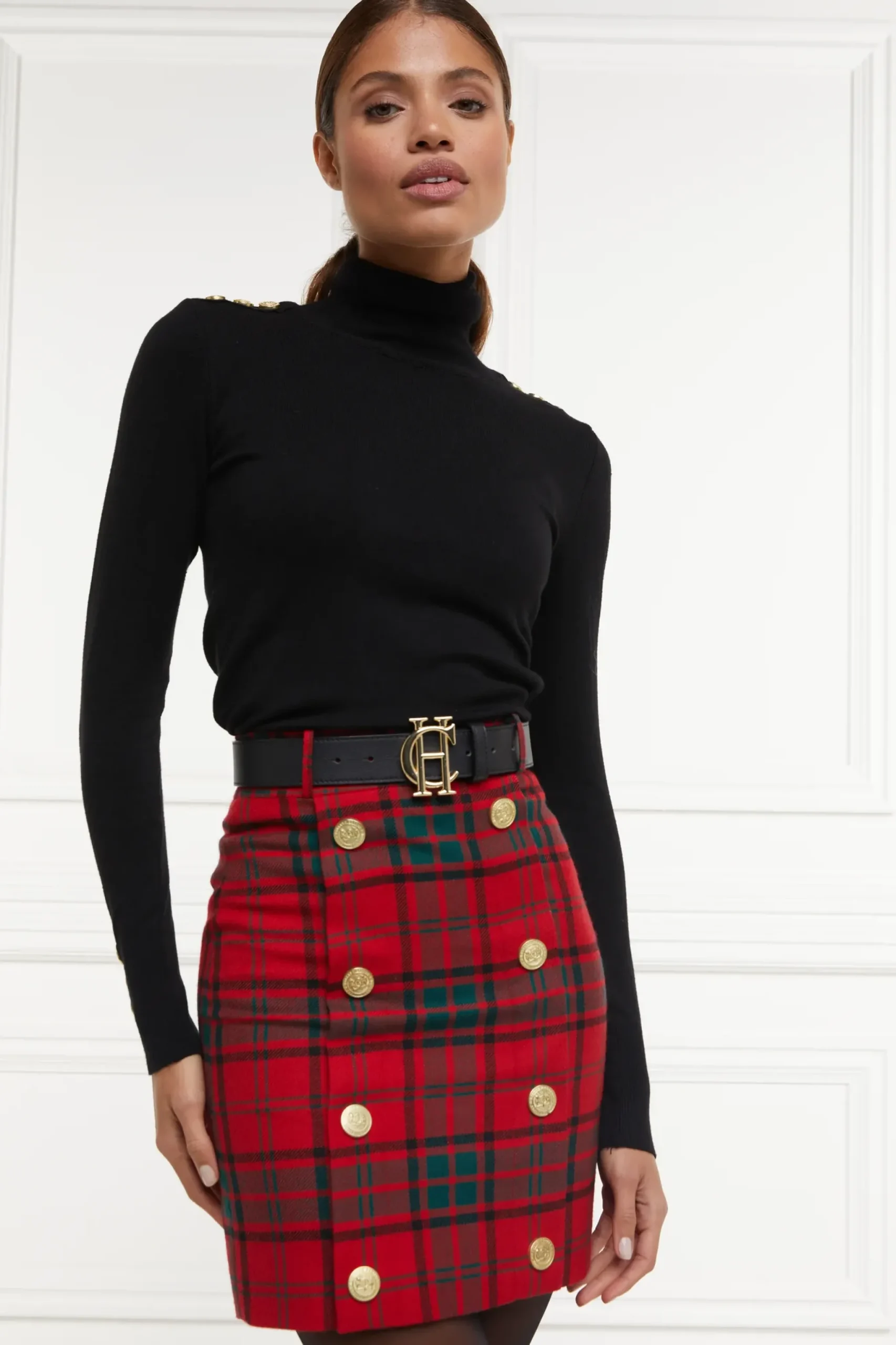 Holland Cooper Knightsbridge Skirt Red Tartan Outlet