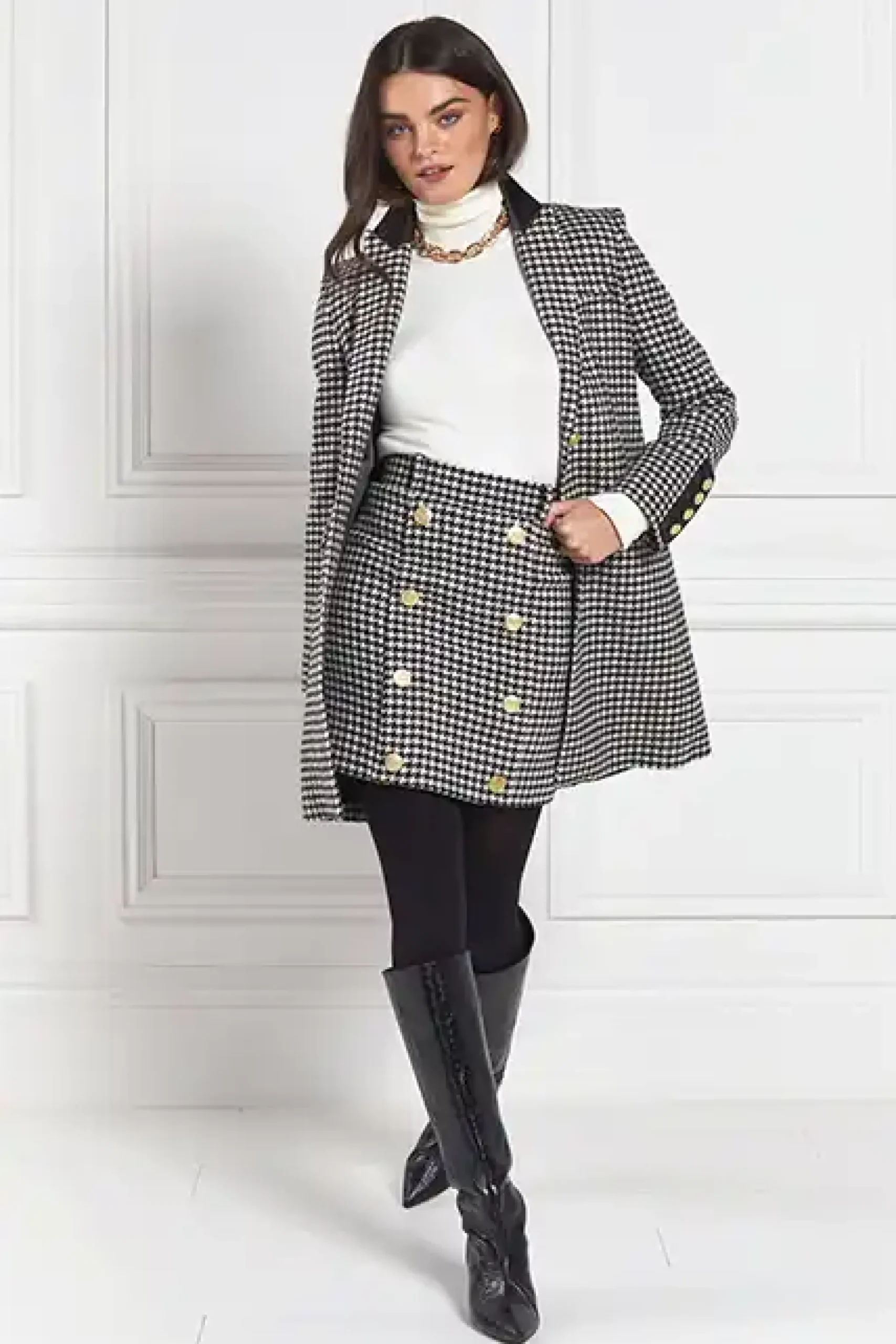 Holland Cooper Knightsbridge Skirt Houndstooth