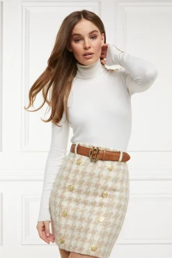 Holland Cooper Knightsbridge Skirt Camel Houndstooth