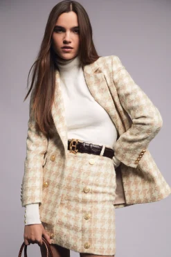 Holland Cooper Knightsbridge Skirt Camel Houndstooth