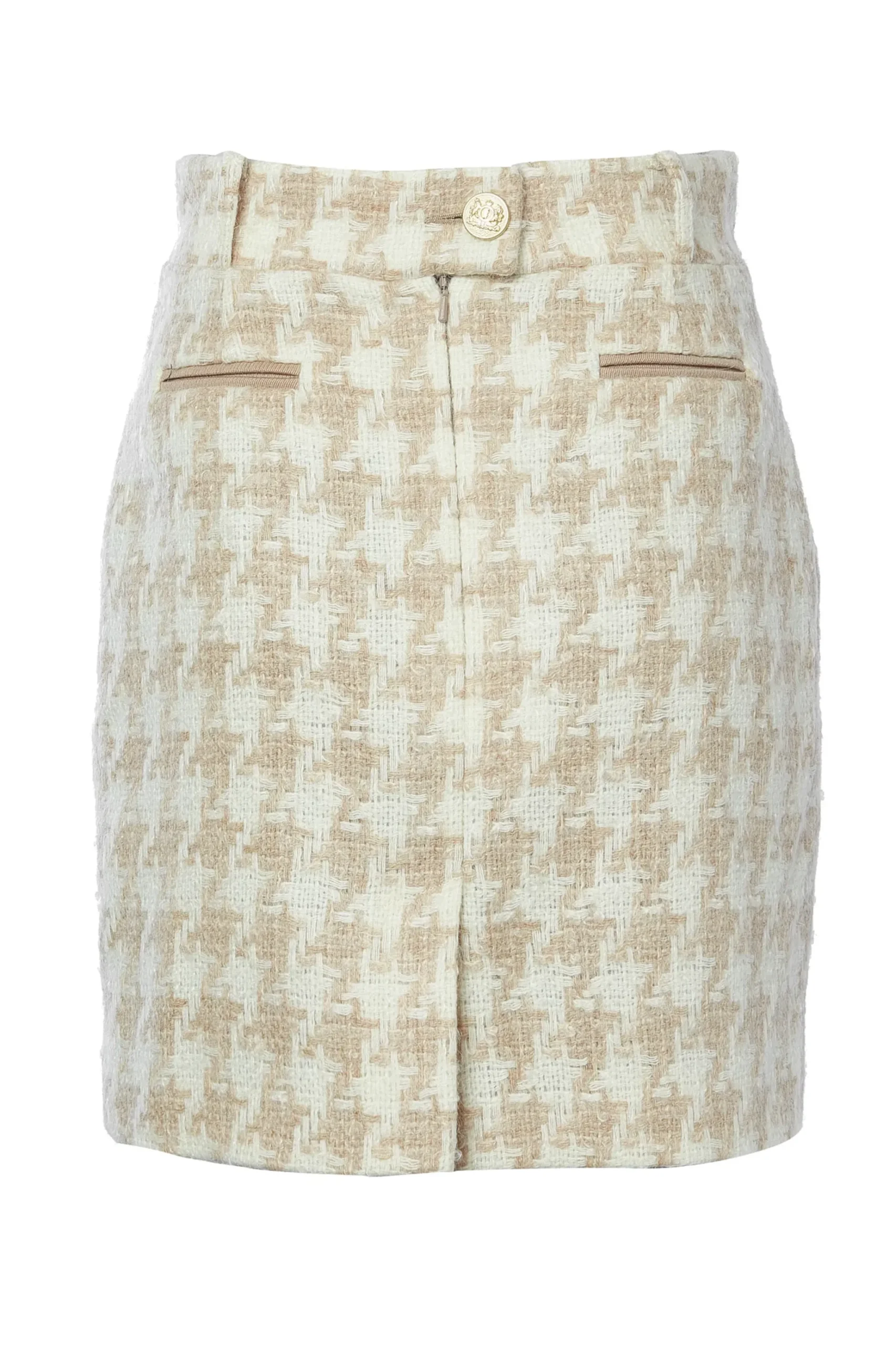 Holland Cooper Knightsbridge Skirt Camel Houndstooth