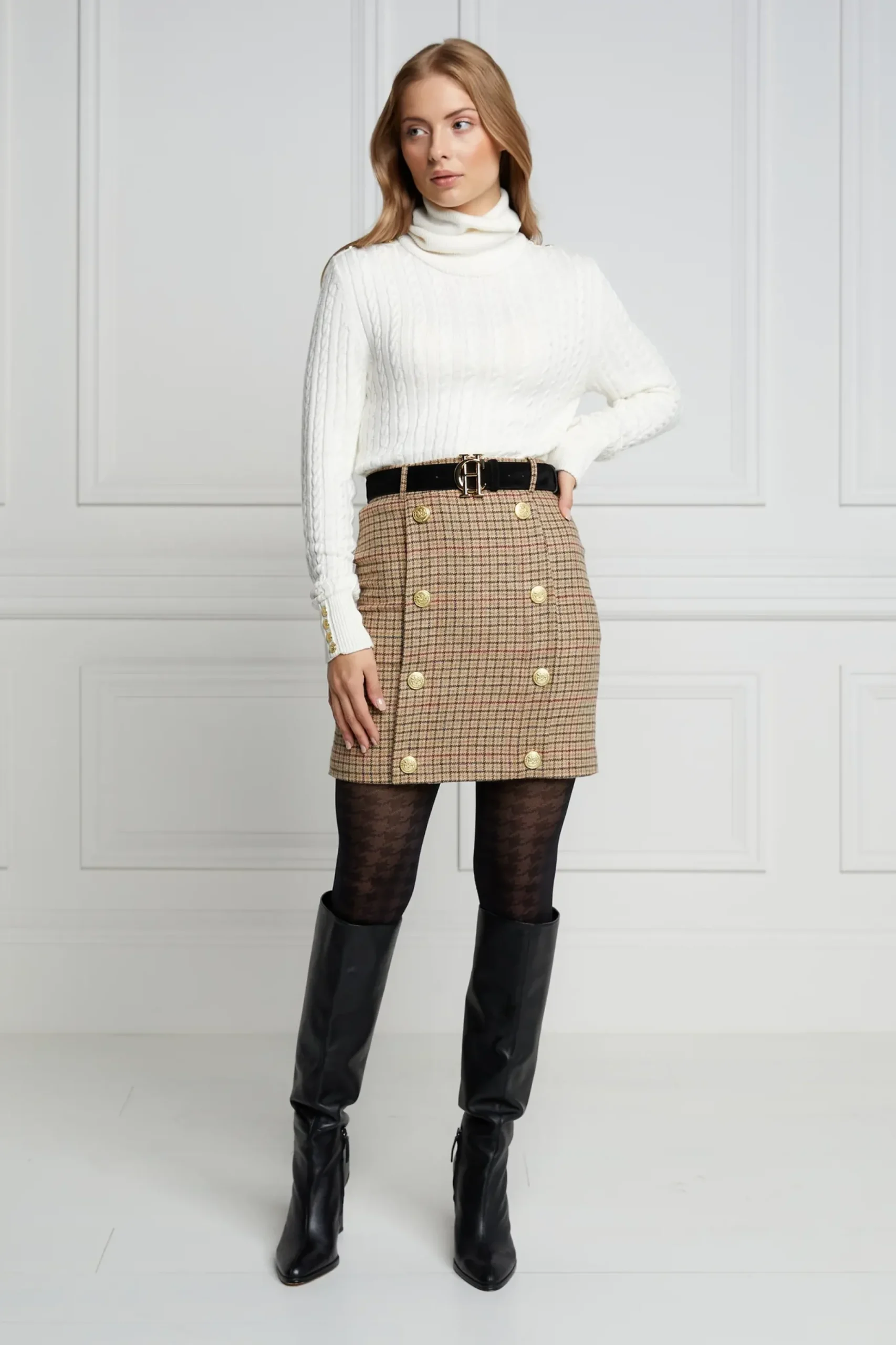 Holland Cooper Knightsbridge Skirt Charlton Tweed Outlet