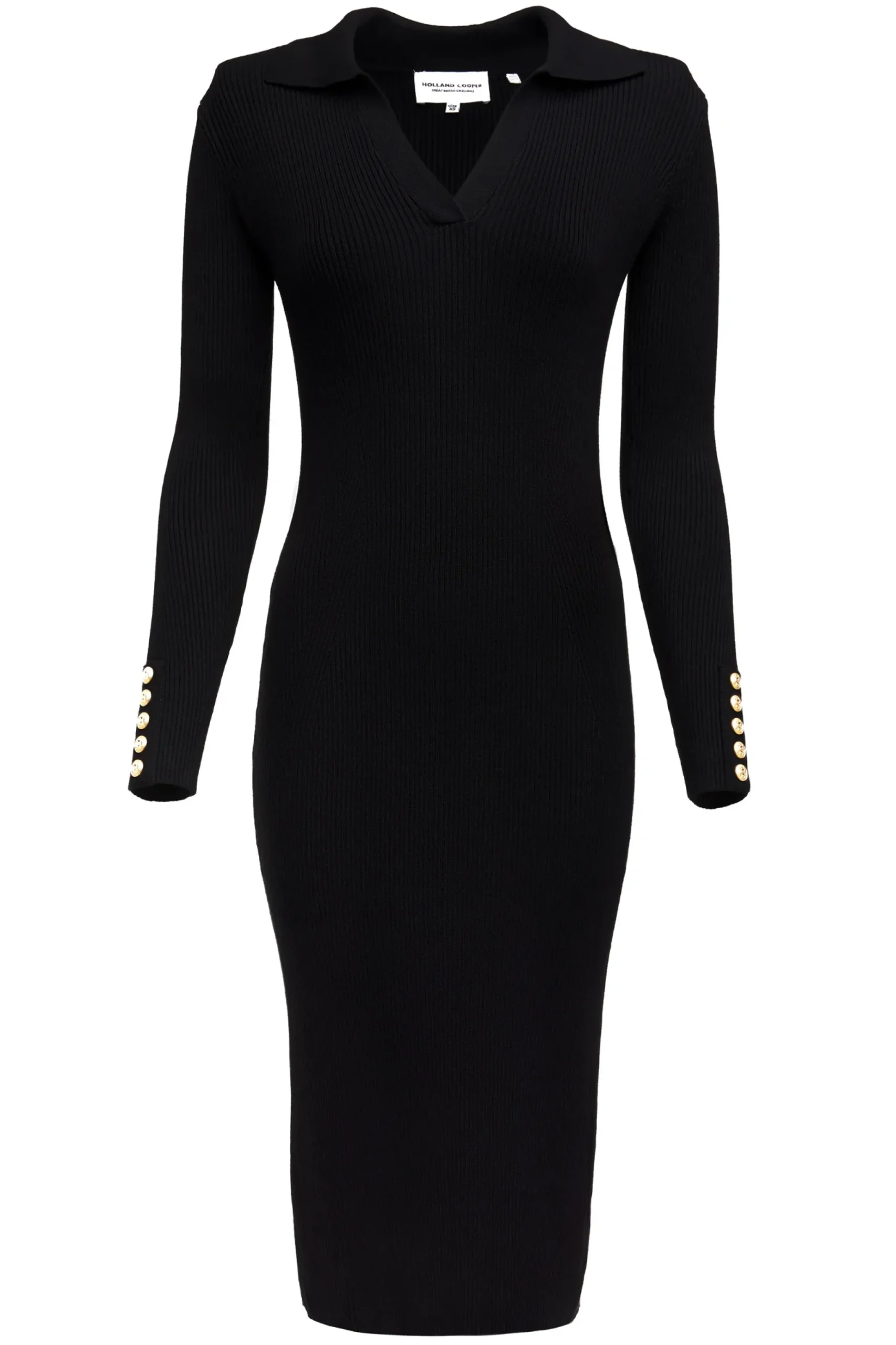 Holland Cooper Knitted Shirt Dress Black Outlet