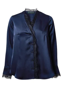 Holland Cooper Lace V-Neck Blouse Ink Navy Online