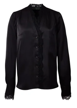 Holland Cooper Lace V-Neck Blouse Black Satin Online