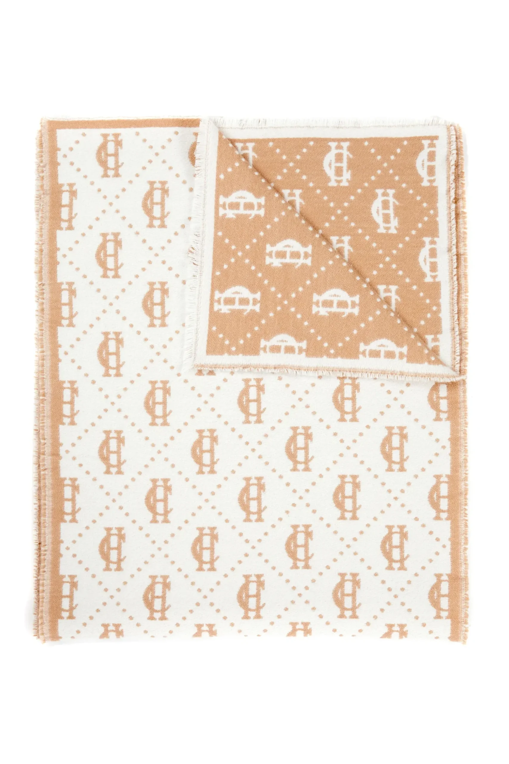 Holland Cooper Lightweight Monogram Scarf Camel Cream Best