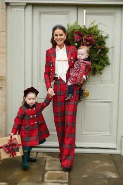 Holland Cooper Little Town Coat Red Tartan Online