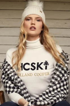 Holland Cooper Logo Ski Knit Winter White New
