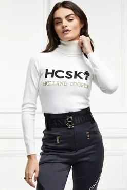 Holland Cooper Logo Ski Knit Winter White New