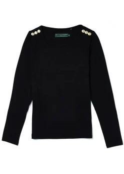 Holland Cooper Long Sleeve Crew Neck Tee Black Discount