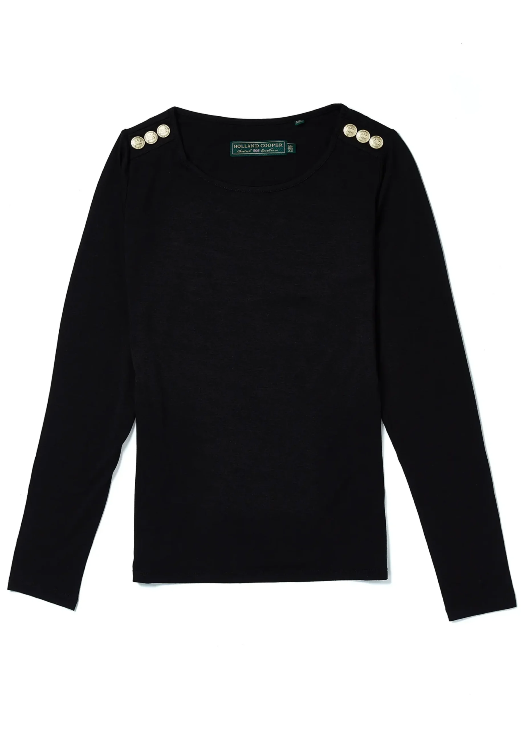 Holland Cooper Long Sleeve Crew Neck Tee Black Discount