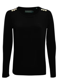Holland Cooper Long Sleeve Crew Neck Tee Black Discount