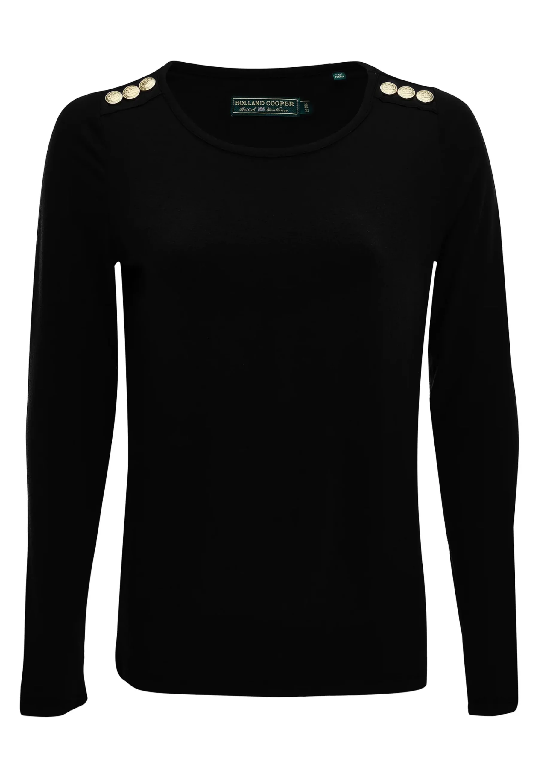 Holland Cooper Long Sleeve Crew Neck Tee Black Discount