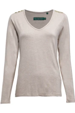Holland Cooper Long Sleeve V-Neck Tee Oatmeal Best