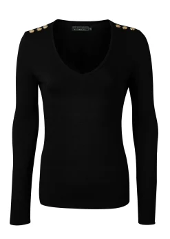 Holland Cooper Long Sleeve V-Neck Tee Black Best
