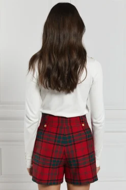 Holland Cooper Luxe Tailored Short Red Tartan Clearance