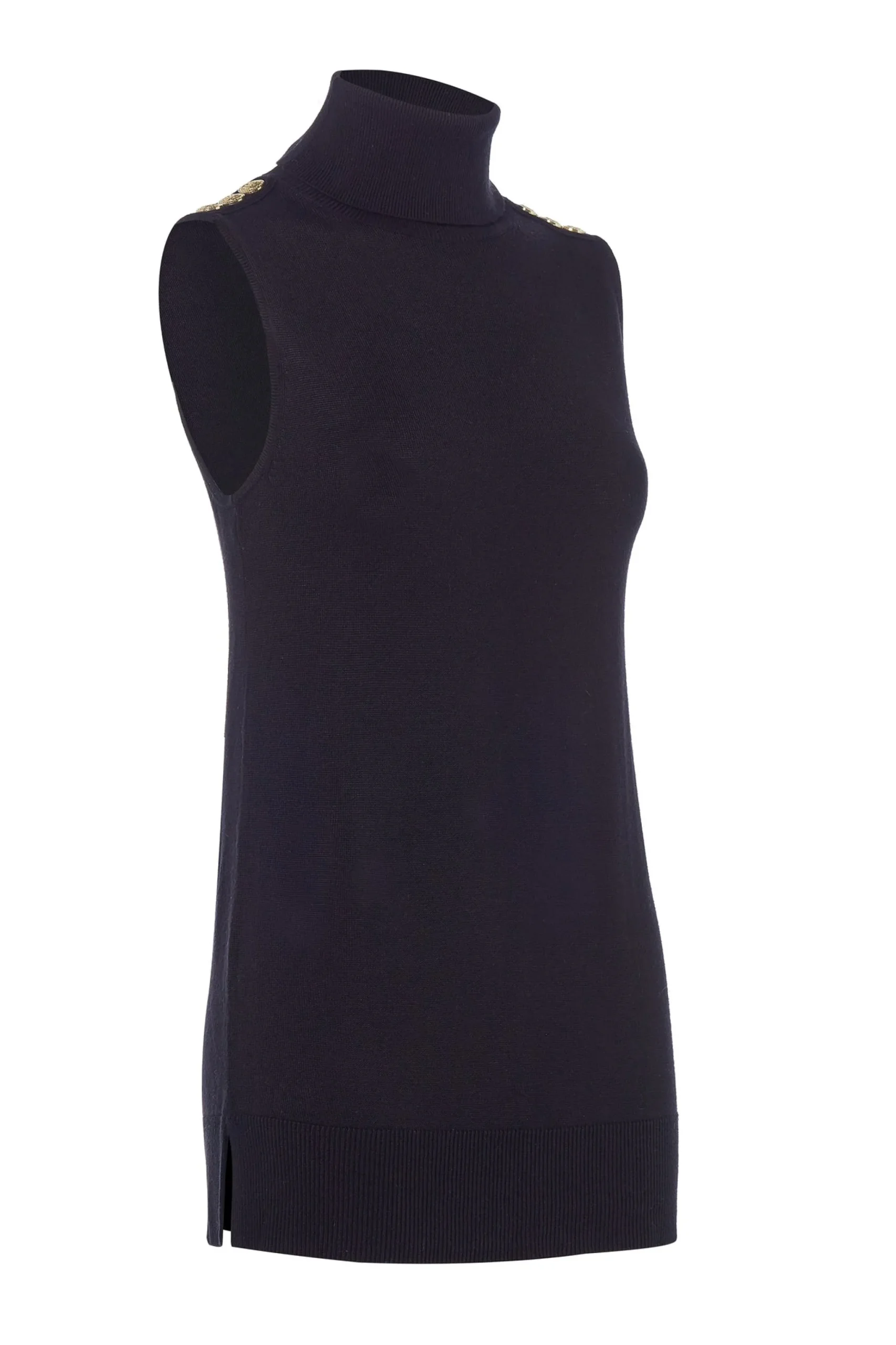 Holland Cooper Luxury Sleeveless Roll Neck Black