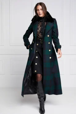 Holland Cooper Marlborough Shearling Trench Coat Blackwatch Outlet