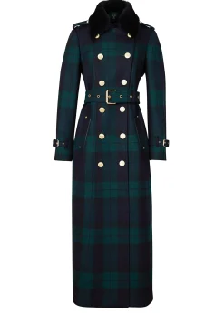 Holland Cooper Marlborough Shearling Trench Coat Blackwatch Outlet