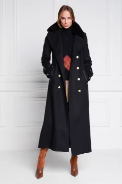 Holland Cooper Marlborough Shearling Trench Coat Soft Black Online
