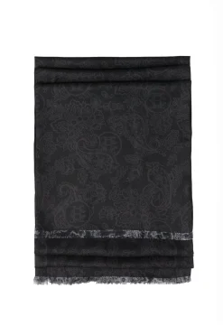 Holland Cooper Men's Silk Scarf Black Charcoal Paisley Best