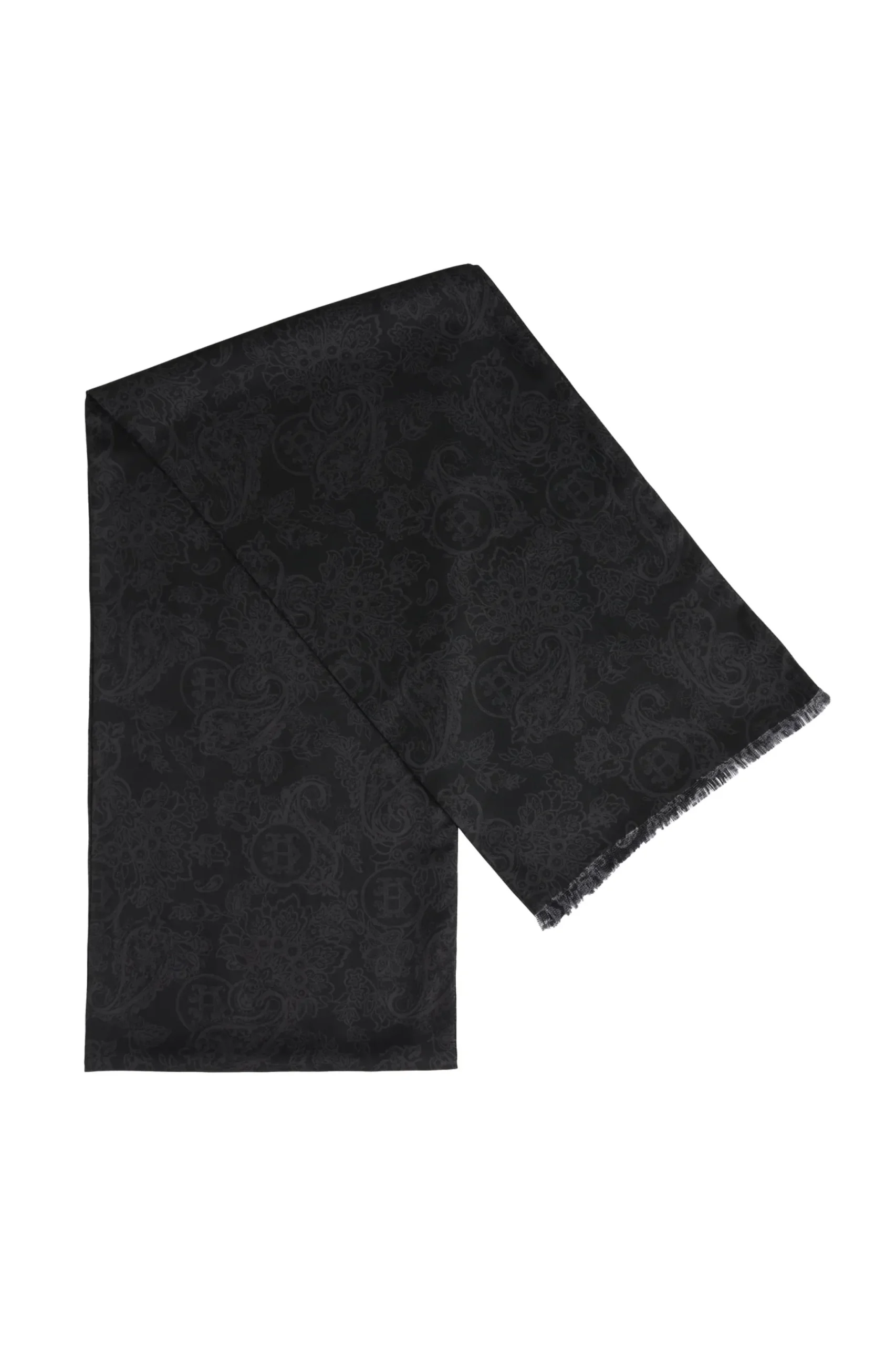 Holland Cooper Men's Silk Scarf Black Charcoal Paisley Best