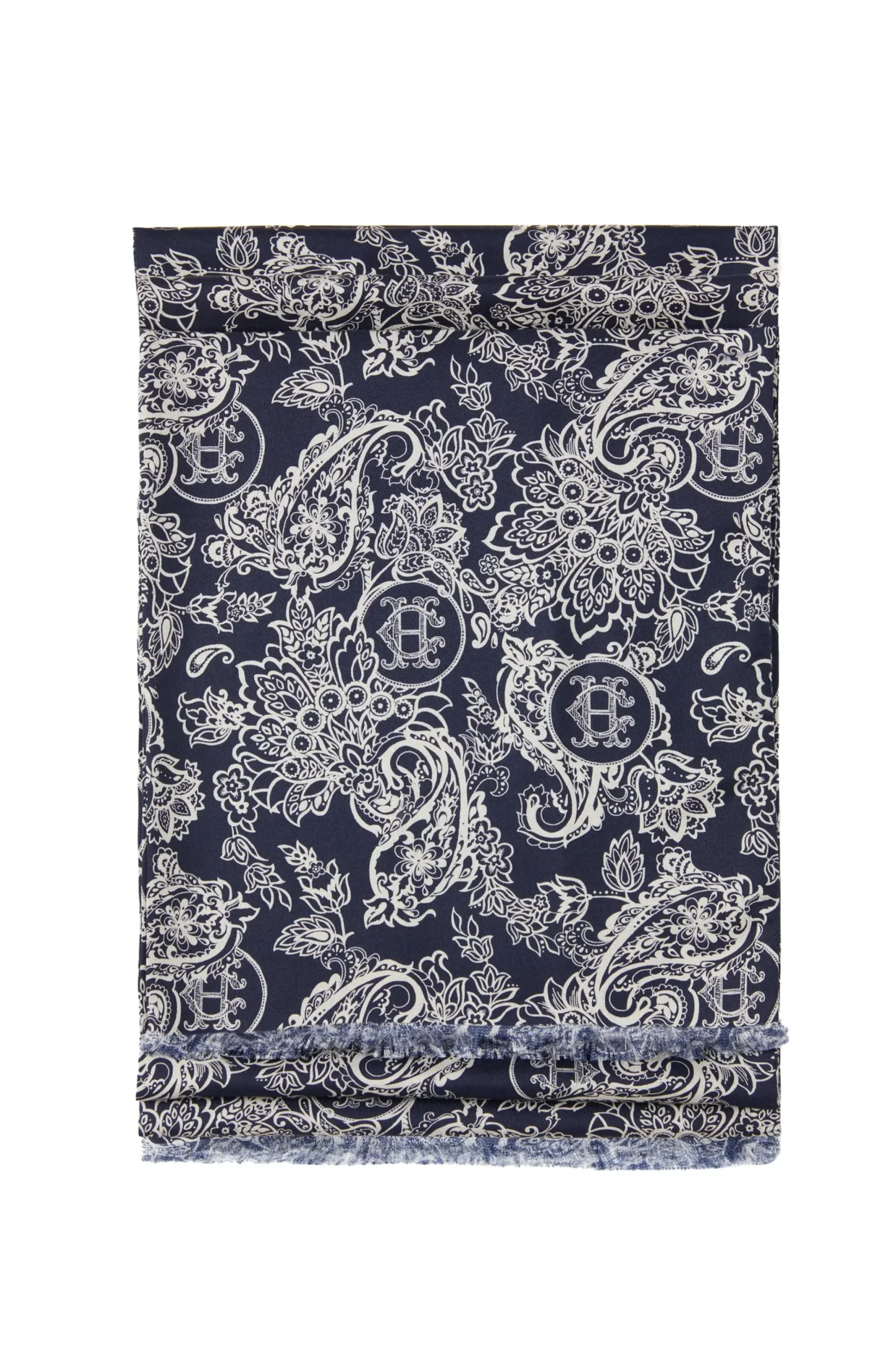 Holland Cooper Men's Silk Scarf Ink Navy Cream Paisley Online