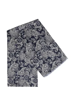 Holland Cooper Men's Silk Scarf Ink Navy Cream Paisley Online