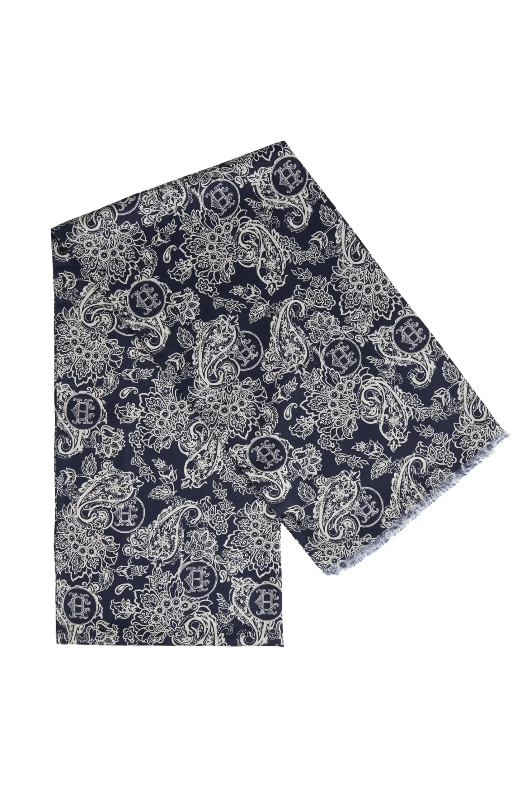 Holland Cooper Men's Silk Scarf Ink Navy Cream Paisley Online