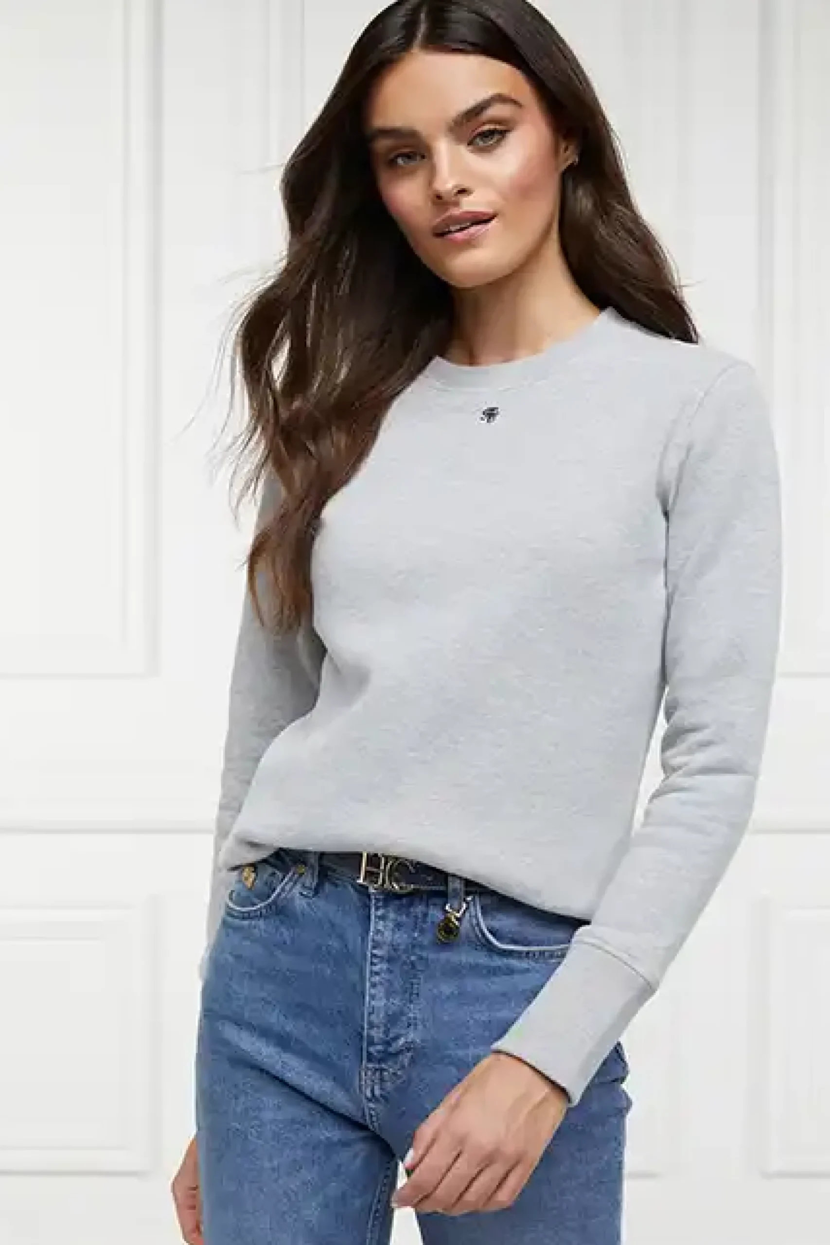 Holland Cooper Monogram Crew Neck Sweat Grit Marl Sale