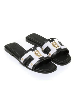 Holland Cooper Monogram Slides Black Canvas Outlet