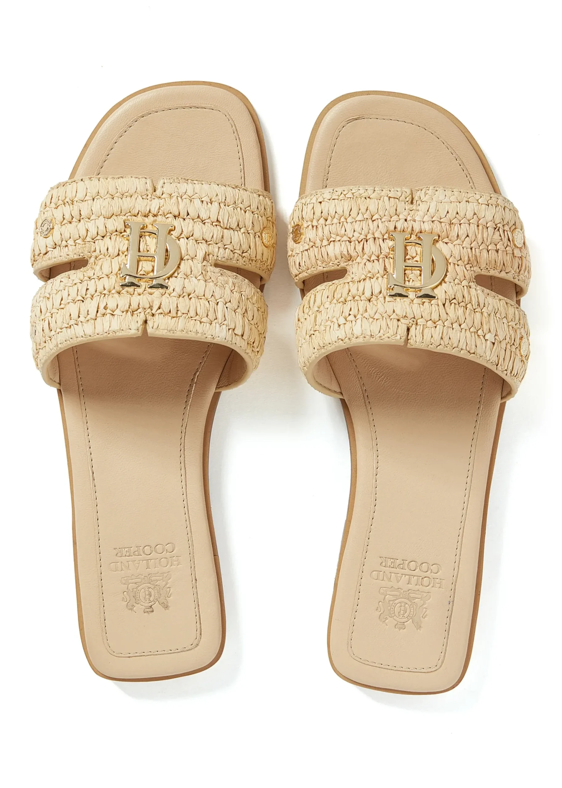 Holland Cooper Monogram Slides Natural Straw Online