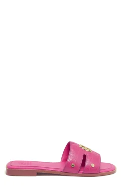 Holland Cooper Monogram Slides Pink Croc New